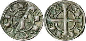 Alfons I (1162-1196). Barcelona. Diner. (Cru.V.S. 296) (Cru.C.G. 2100). Bonita pátina. 1 g. MBC+.