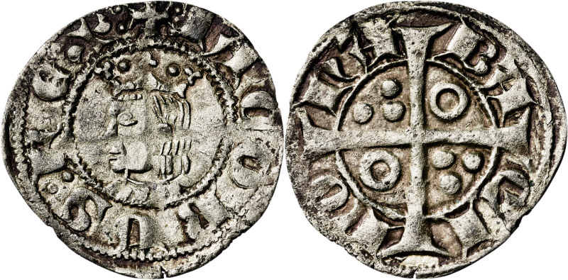 Jaume II (1291-1327). Barcelona. Diner. (Cru.V.S. 344) (Cru.C.G. 2160a). A y U g...