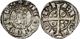 Jaume II (1291-1327). Barcelona. Diner. (Cru.V.S. 344) (Cru.C.G. 2160a). A y U góticas. Buen ejemplar. Escasa así. 0,78 g. MBC+/EBC-.