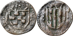 Balaguer. Senyal. (Cru.L. 1050) (Cru.C.G. 3649a). Armas catalanas de 3 palos. 4,25 g. MBC.