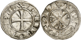 Alfonso VI (1073-1109). Toledo. Dinero. (AB. 5). 1,03 g. MBC+.