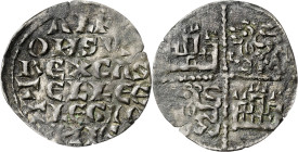 Alfonso X (1252-1284). Sin marca de ceca. Dinero de las 6 líneas. (AB. 227). Ex M. Sisó 11/10/1986. 0,54 g. MBC+.