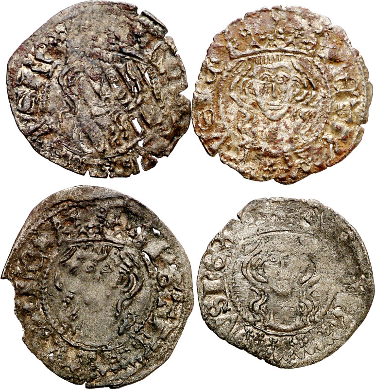 Pedro I (1350-1368). Burgos. Cornado. (AB. 396). Lote de 4 monedas. A examinar. ...