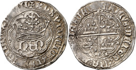 Enrique IV (1454-1474). Cuenca. Real de anagrama. (Imperatrix E4:28.37 (50), mismo ejemplar) (AB. 710.3 var). Orlas lobulares, con tres puntos en los ...