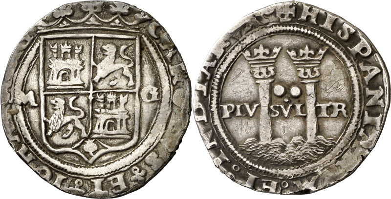 s/d (1542-1548). Juana y Carlos. México. G. 2 reales. (AC. 93). Algo recortada, ...