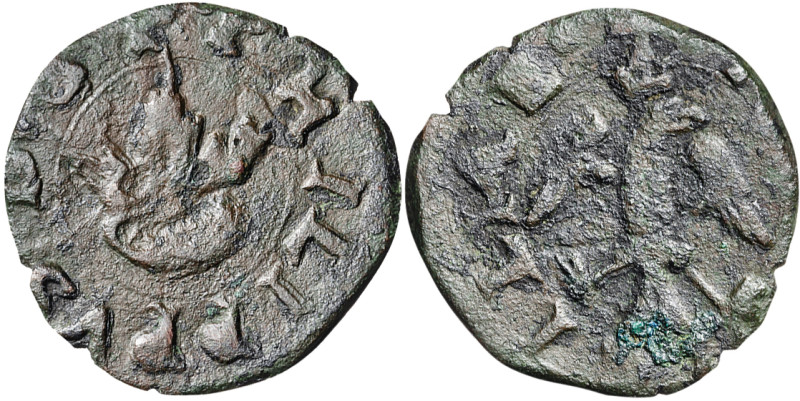 s/d. Felipe II. Messina. 2 picciolos. (Vti. 80) (MIR. 341). 1,27 g. BC+.