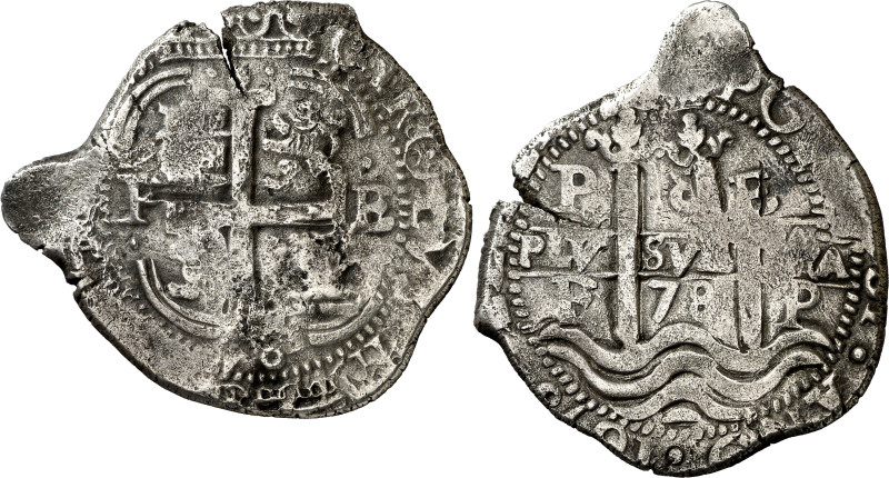 1678. Carlos II. Potosí. E. 8 reales. (AC. 711) (Paoletti 308). Triple fecha. Es...