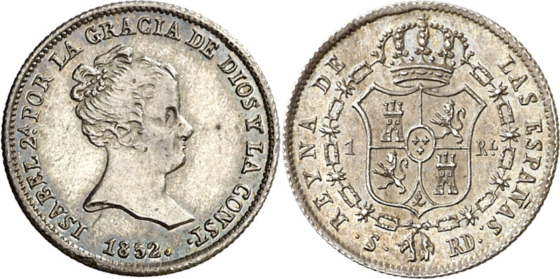 1852. Isabel II. Sevilla. RD. 1 real. (AC. 320). 1,25 g. EBC-/EBC.