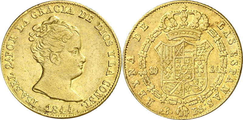 1844. Isabel II. Barcelona. PS. 80 reales. (AC. 711). 6,70 g. MBC.