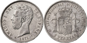 1871*1871. Amadeo I. SDM. 5 pesetas. (AC. 1). 24,86 g. MBC-.
