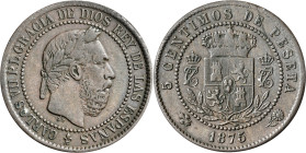 1875. Carlos VII, Pretendiente. Oñate. 5 céntimos. (AC. 2). 5,02 g. MBC-.