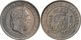 1875. Carlos VII, Pretendiente. Oñate. 10 céntimos. (AC. 5). 9,96 g. MBC-.