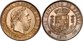 1875. Carlos VII, Pretendiente. Oñate. OT. 10 céntimos. (AC. 5). Golpecito. Limpiada. 9,96 g. EBC-.
