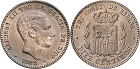 1878. Alfonso XII. Barcelona. OM. 10 céntimos. (AC. 9). 9,83 g. EBC-.