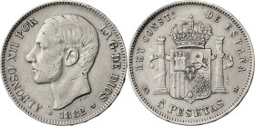 1882*1882. Alfonso XII. MSM. 5 pesetas. (AC. 51). 24,90 g. BC+.