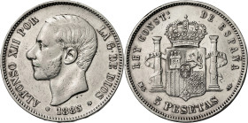 1885*1885. Alfonso XII. MSM. 5 pesetas. (AC. 60). 24,90 g. BC+/MBC-.
