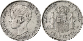 1899*1899. Alfonso XIII. SGV. 1 peseta. (AC. 57). 4,95 g. MBC+.