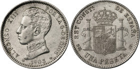 1903*1903. Alfonso XIII. SMV. 1 peseta. (AC. 67). 4,99 g. EBC-.