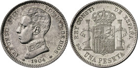 1904*1904. Alfonso XIII. SMV. 1 peseta. (AC. 68). 5 g. EBC/EBC+.