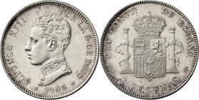 1905*1905. Alfonso XIII. SMV. 2 pesetas. (AC. 88). Brillo original. 10,05 g. EBC+.