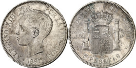1897*1897. Alfonso XIII. SGV. 5 pesetas. (AC. 107). 25,06 g. MBC+.