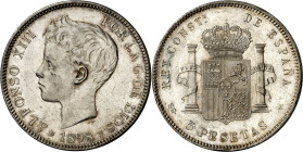 1898*1898. Alfonso XIII. SGV. 5 pesetas. (AC. 109). 25,10 g. EBC-.