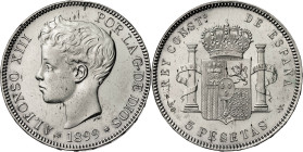 1899*1899. Alfonso XIII. SGV. 5 pesetas. (AC. 110). 25,25 g. EBC-.