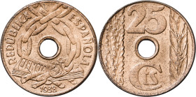 1938. II República. 25 céntimos. (AC. 20). 4,99 g. S/C-.