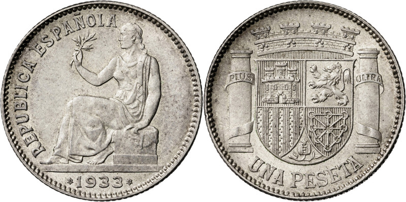 1933*34. II Repúiblica. 1 peseta. (AC. 34). 5,01 g. EBC+.