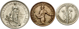 Asturias y León. 1 y 2 pesetas. (AC. 8 a 10). 3 monedas, serie completa. MBC+/EBC-.