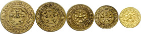 Menorca (Baleares). 5, 10, 25 céntimos, 1 y 2,50 pesetas. (AC. 20 a 24). 5 monedas, serie completa. Pequeñas impurezas en los 25 céntimos, 1 y 2,50 pe...