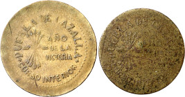 Puebla de Cazalla (Sevilla). 10 y 25 céntimos. (AC. 47 y 49). 2 monedas, serie completa. Raras. BC/MBC.