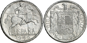 1940. Franco. 10 céntimos. (AC. 7). PLVS y VNA. Rara. 1,86 g. EBC+.