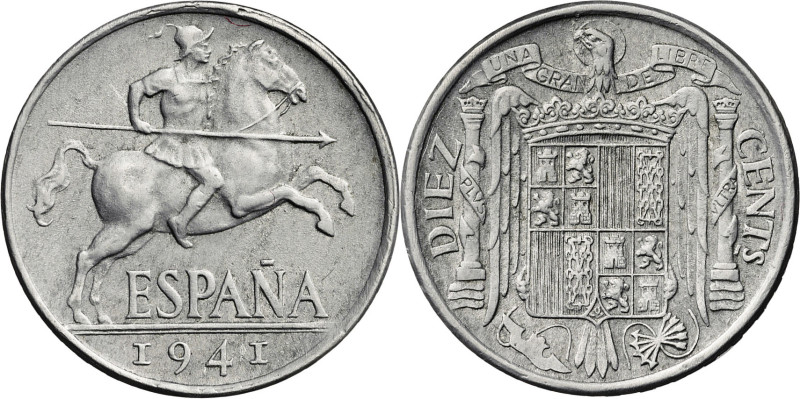 1941. Franco. 10 céntimos. (AC. 9). PLVS. 1,84 g. MBC+.