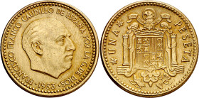 1953*1960. Franco. 1 peseta. (AC. 59). 3,57 g. S/C-.