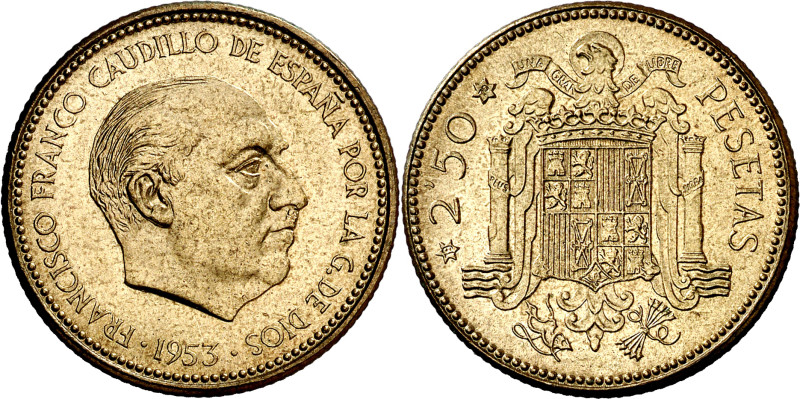 1953*1970. Franco. 2,50 pesetas. (AC. 89). 6,60 g. Proof.