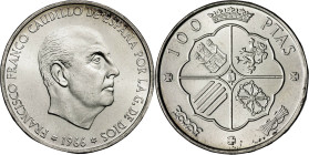 1966*1970. Franco. 100 pesetas. (AC. 150). 19,03 g. S/C-.