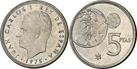 1975*80. Juan Carlos I. 5 pesetas. (AC. 40). Error del Mundial. 5,74 g. EBC+.