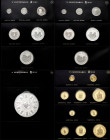 1990. Juan Carlos I. (Fuster MC-38 a 49). V Centenario - Serie II. Serie completa con todos los valores en plata y oro, en las dos conservaciones. 23 ...