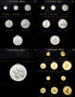 1991. Juan Carlos I. (Fuster MC-50 a 61). V Centenario - Serie III. Serie completa con todos los valores en plata y oro, en las dos conservaciones. 23...