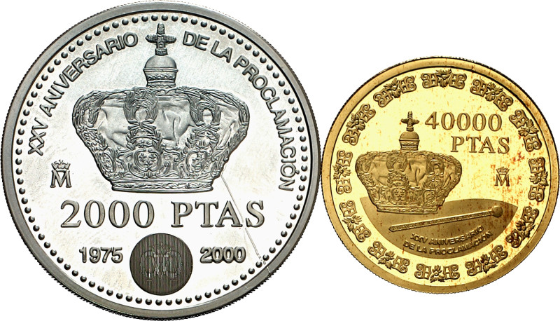 2000. Juan Carlos I. 2000 y 40000 pesetas. (Fuster MC-157 a 158). XXV Aniversari...