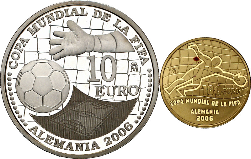 2004. Juan Carlos I. 10 (AG) y 100 euro (AU). Mundial de Fútbol - Alemania '06. ...