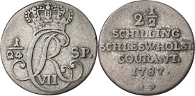 Alemania. Schleswig-Holstein. 1787. Christian VII. MF. 2 1/2 chelines. (KM. 124). AG. 2,69 g. MBC-.