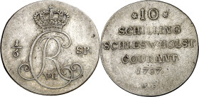 Alemania. Schleswig-Holstein. 1787. Christian VII. MF. 10 chelines. (KM. 128). Escasa. AG. 5,96 g. MBC-.