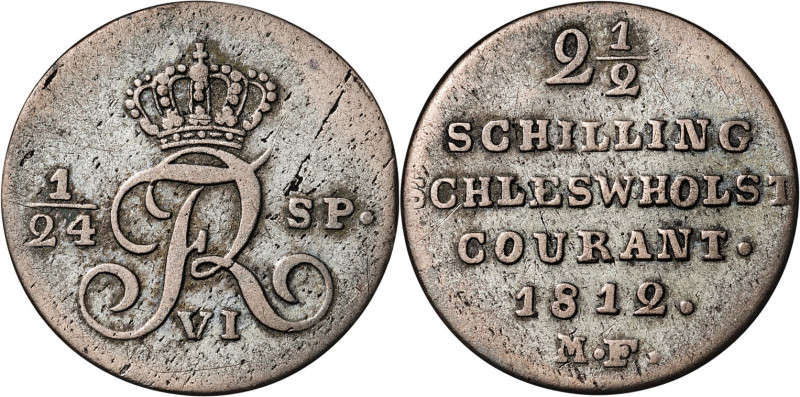 Alemania. Schleswig-Holstein. 1812. Federico VI. MF. 2 1/2 chelines. (KM. 150). ...