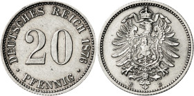 Alemania. 1876. Guillermo I. B (Hannover). 20 pfennig. (KM. 5). AG. 1,12 g. EBC+.