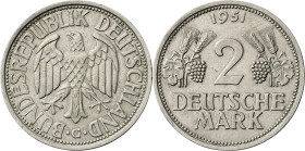 Alemania. 1951. G (Karlsruhe). 2 marcos. (KM. 111). CU-NI. 7,05 g. MBC+.