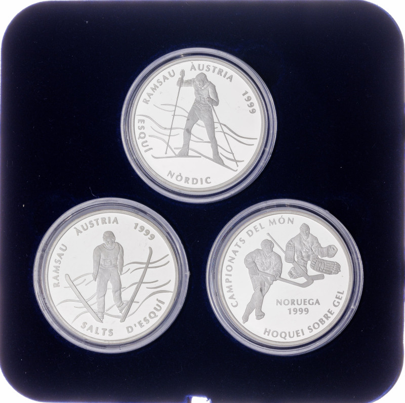 Andorra. 1999. 10 diners (tres). Noruega y Ramsau '99, campeonatos del Mundo. En...