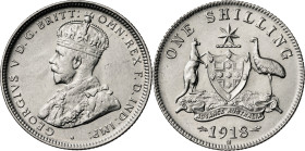 Australia. 1918. Jorge V. M (Melbourne). 1 chelín. (KM. 26). AG. 5,64 g. EBC.