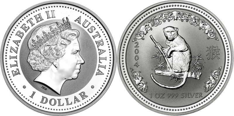 Australia. 2004. Isabel II. 1 dólar. (KM. 674). Año del mono. 31,49 g. Proof.